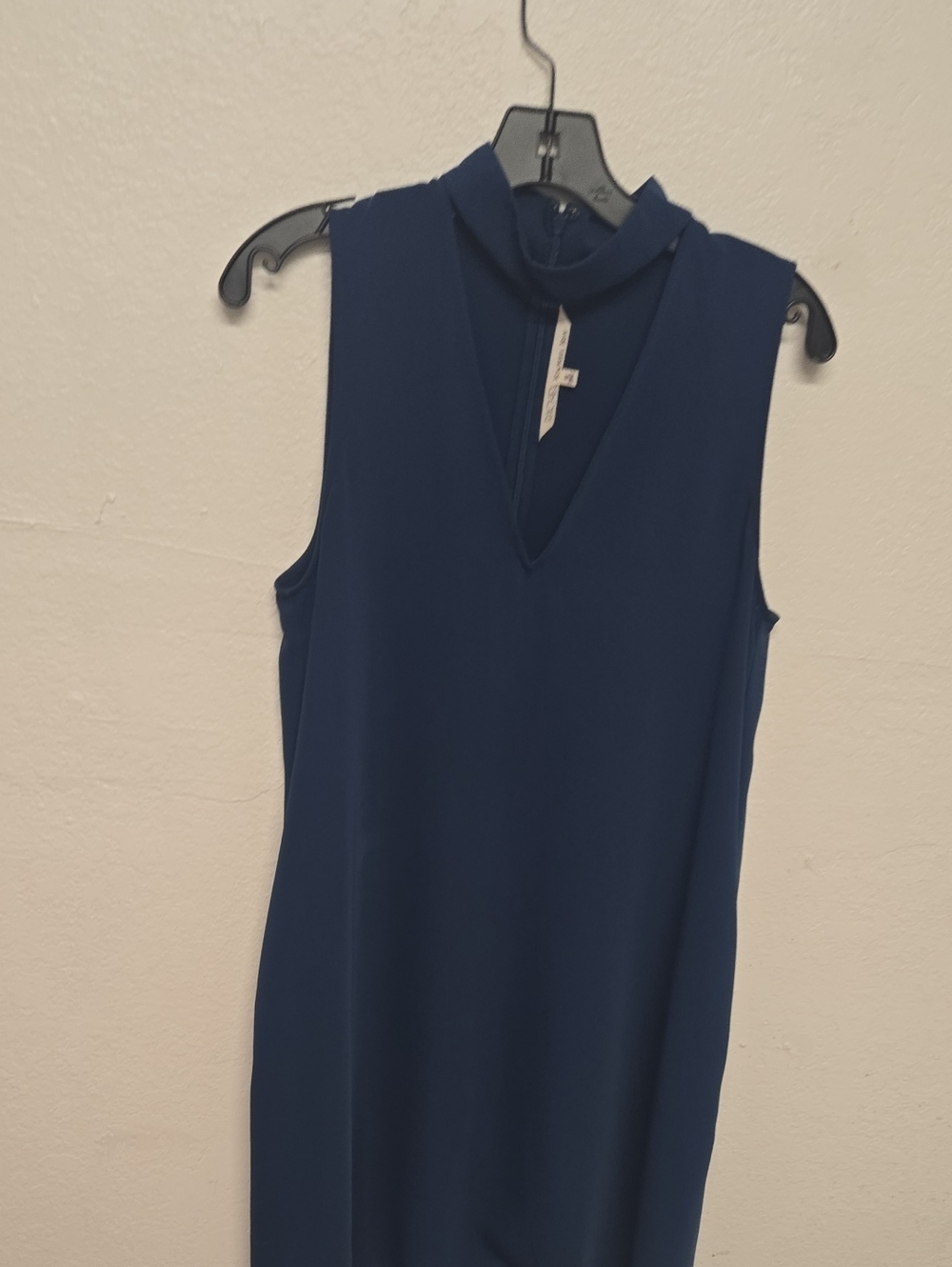 RACHEL Rachel Roy Navy Sleeveless Mock Neck V-Front Tank